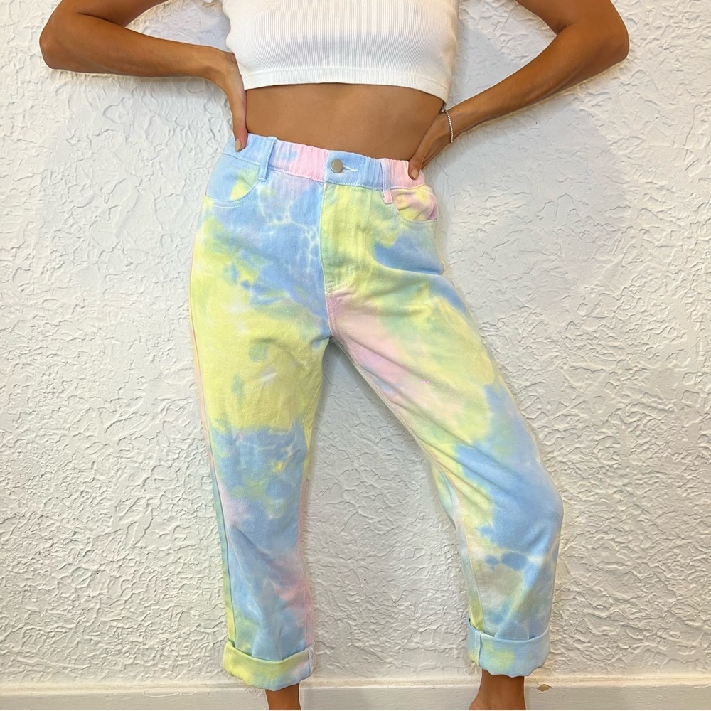 Pastel tie dye jeans